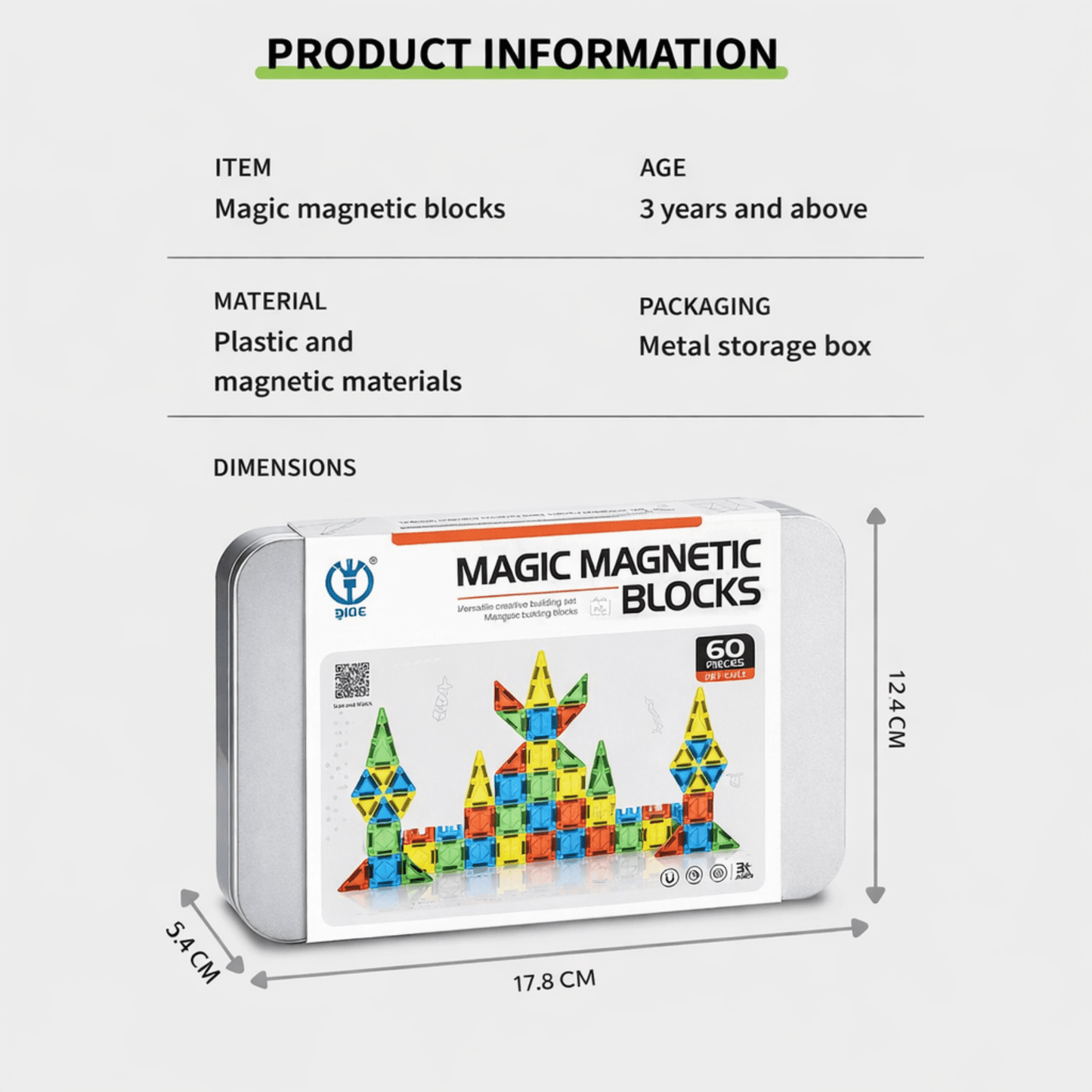 Mini Magnetic Tiles 60 PCS