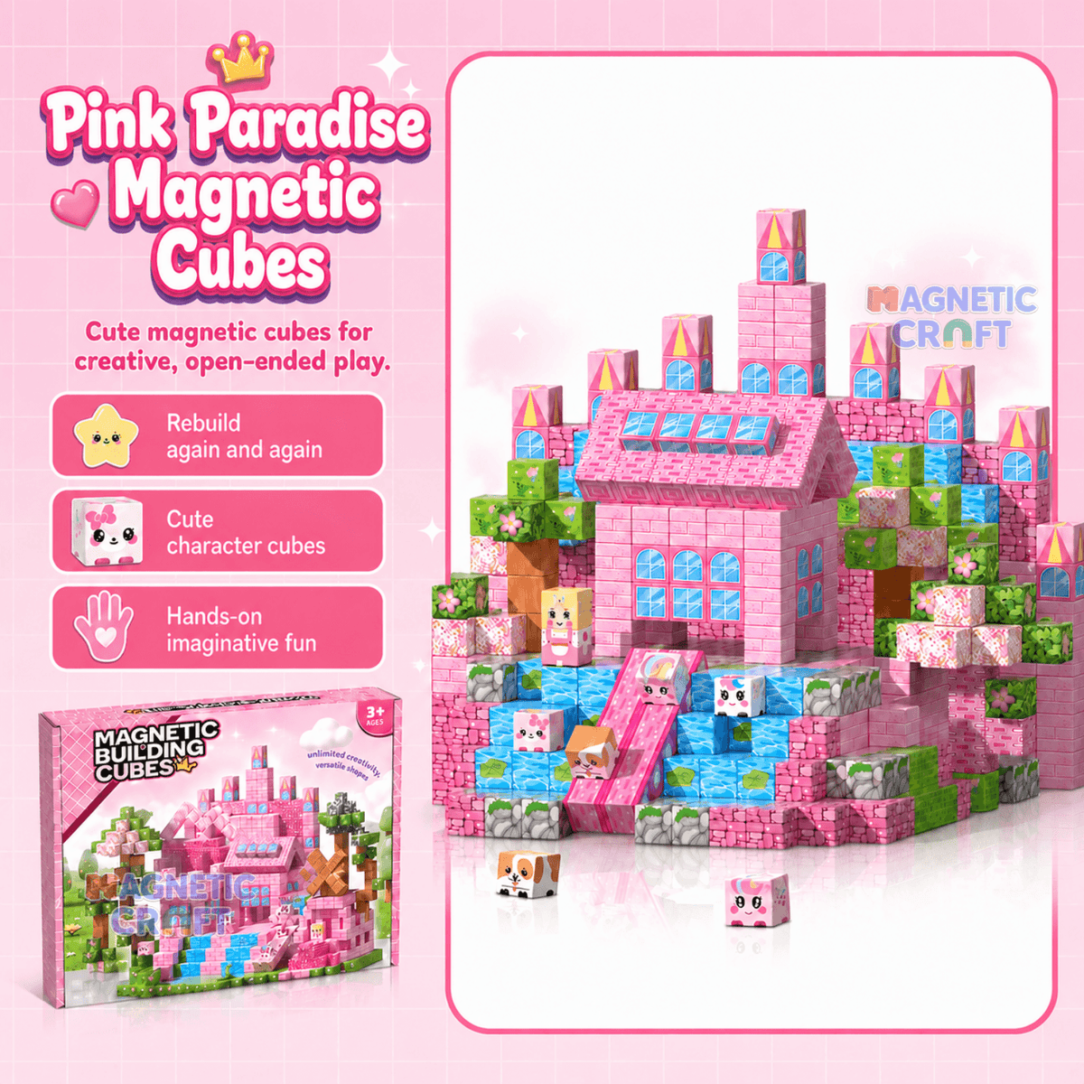 Pink Paradise 100 PCS Magnetic Cubes
