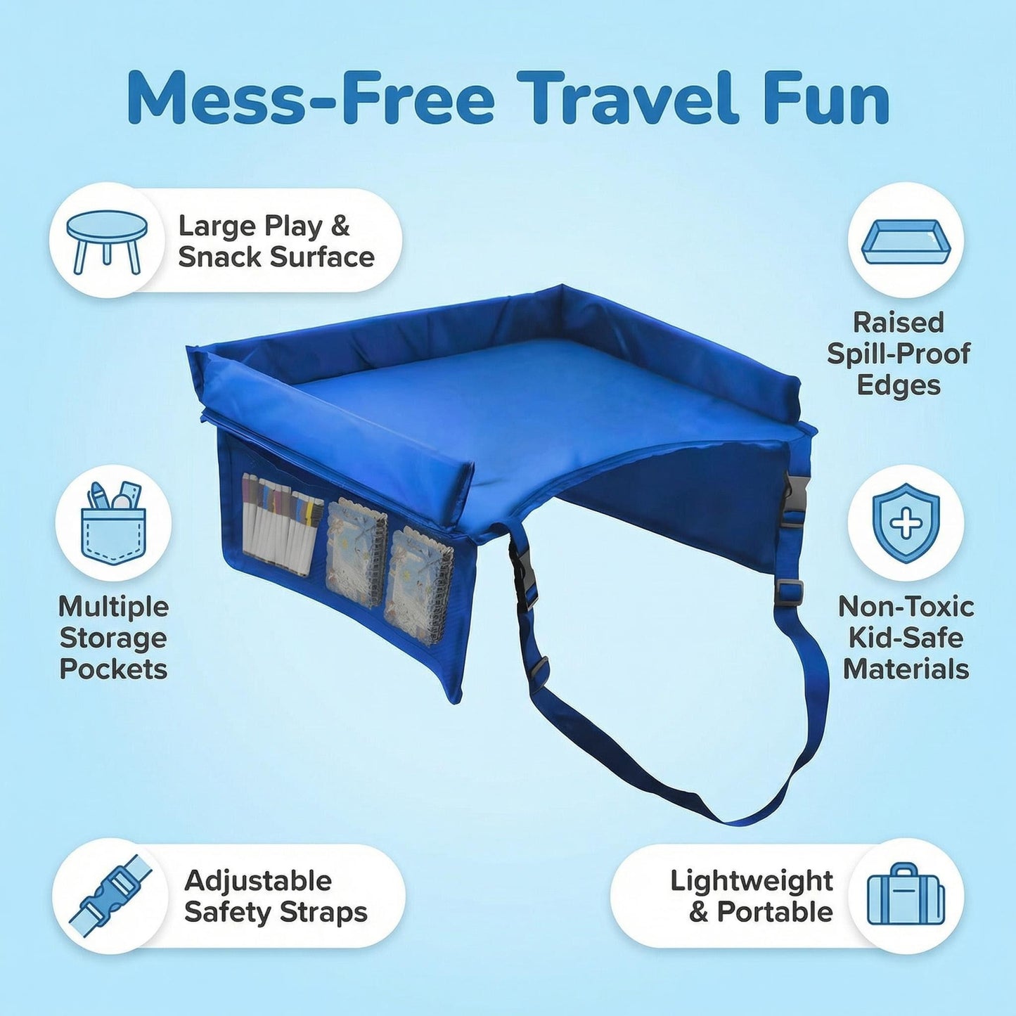 Mini Magnetic Tiles 60 PCS and Travel Tray Bundle