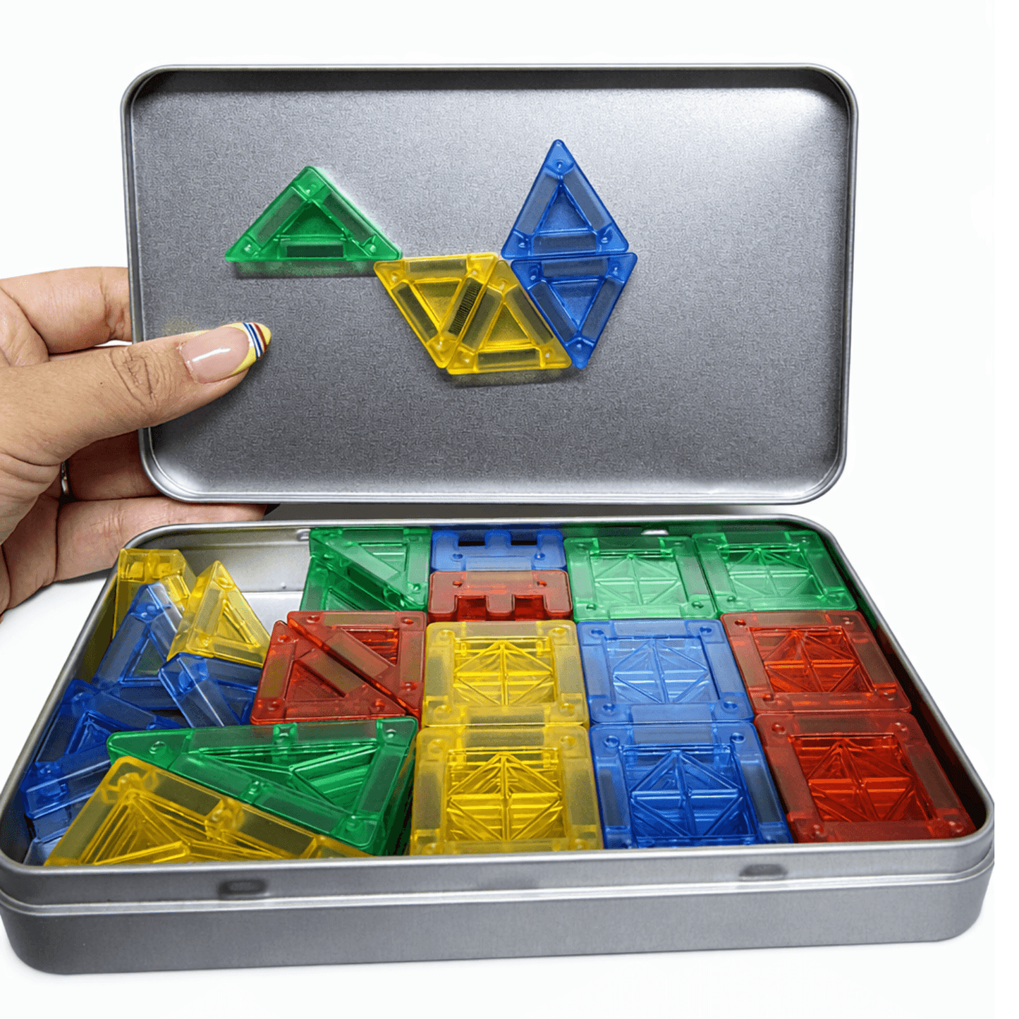 Mini Magnetic Tiles 60 PCS and Travel Tray Bundle
