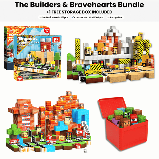 The Builders & Bravehearts Bundle Magnetic Blocks
